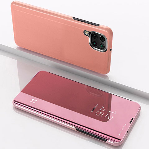 Funda de Cuero Cartera con Soporte Espejo Carcasa para Samsung Galaxy A12 Oro Rosa