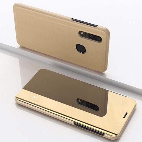 Funda de Cuero Cartera con Soporte Espejo Carcasa para Samsung Galaxy A40 Oro