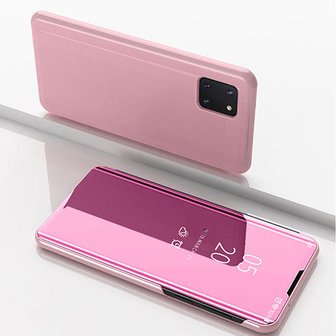 Funda de Cuero Cartera con Soporte Espejo Carcasa para Samsung Galaxy A81 Oro Rosa
