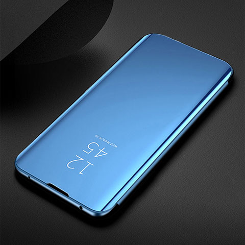 Funda de Cuero Cartera con Soporte Espejo Carcasa para Samsung Galaxy M21 Azul