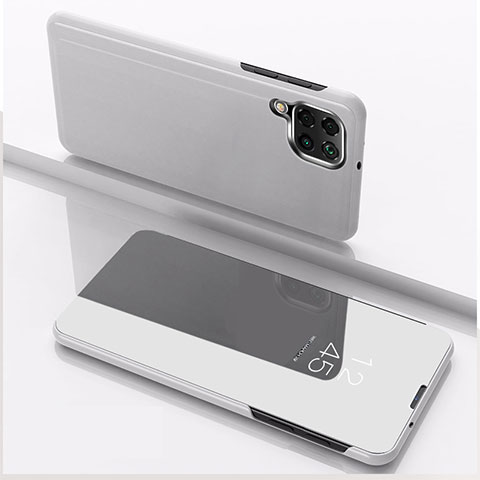 Funda de Cuero Cartera con Soporte Espejo Carcasa para Samsung Galaxy M53 5G Plata