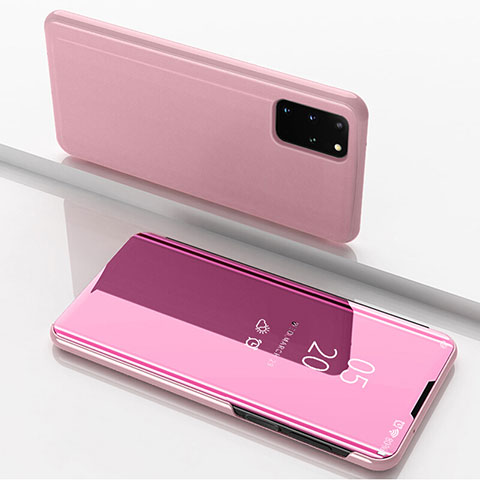 Funda de Cuero Cartera con Soporte Espejo Carcasa para Samsung Galaxy S20 Plus 5G Oro Rosa