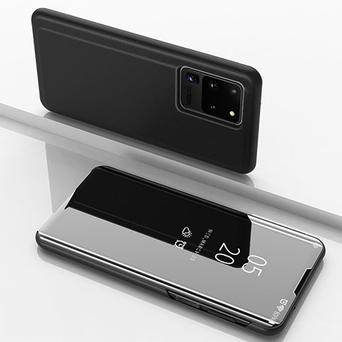 Funda de Cuero Cartera con Soporte Espejo Carcasa para Samsung Galaxy S20 Ultra 5G Negro