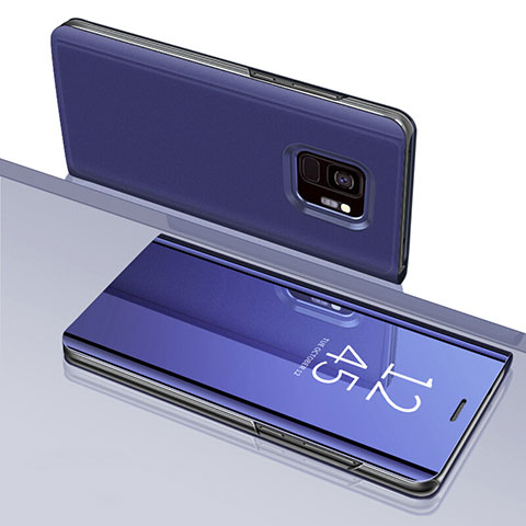 Funda de Cuero Cartera con Soporte Espejo Carcasa para Samsung Galaxy S9 Morado