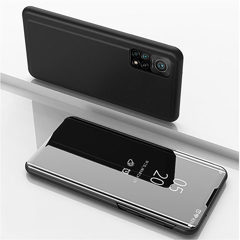 Funda de Cuero Cartera con Soporte Espejo Carcasa para Xiaomi Mi 10T Pro 5G Negro