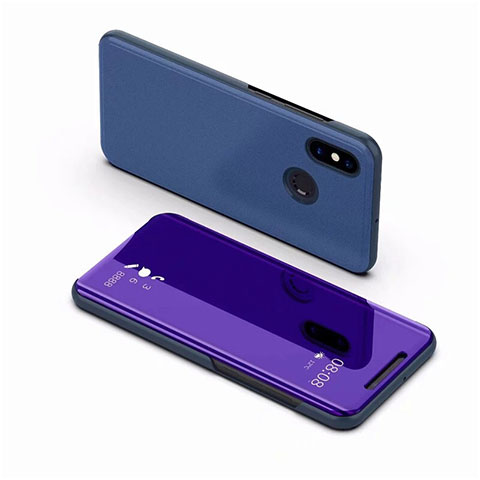 Funda de Cuero Cartera con Soporte Espejo Carcasa para Xiaomi Mi 8 Azul