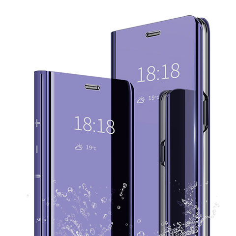 Funda de Cuero Cartera con Soporte Espejo Carcasa para Xiaomi Mi 9 Pro 5G Morado