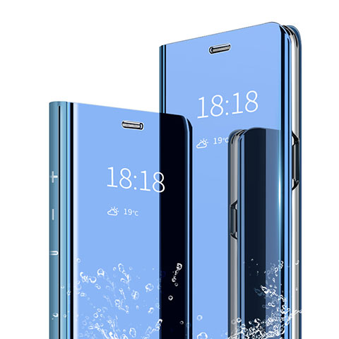 Funda de Cuero Cartera con Soporte Espejo Carcasa para Xiaomi Mi 9 Pro Azul