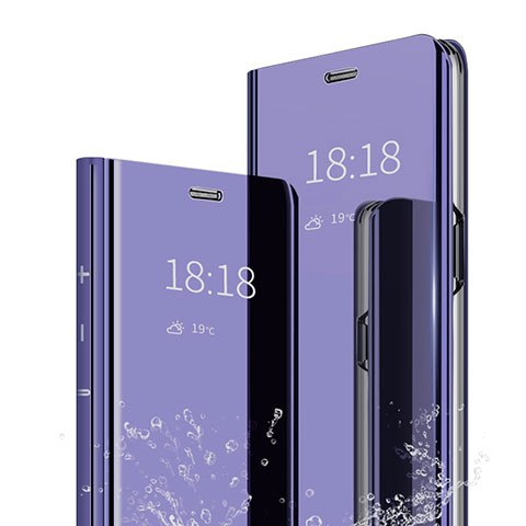 Funda de Cuero Cartera con Soporte Espejo Carcasa para Xiaomi Mi 9 Pro Morado