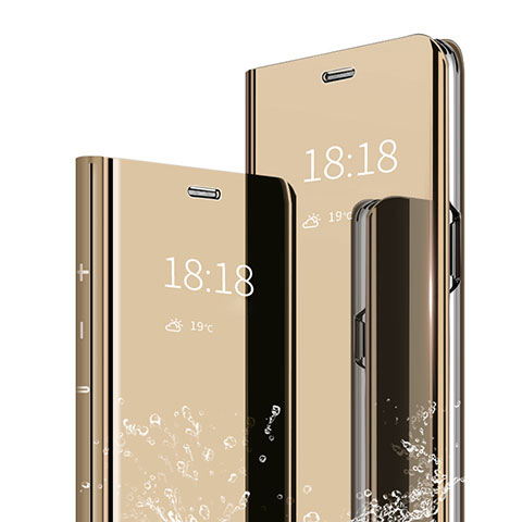 Funda de Cuero Cartera con Soporte Espejo Carcasa para Xiaomi Mi 9 Pro Oro