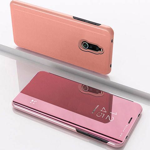 Funda de Cuero Cartera con Soporte Espejo Carcasa para Xiaomi Redmi 8 Oro Rosa