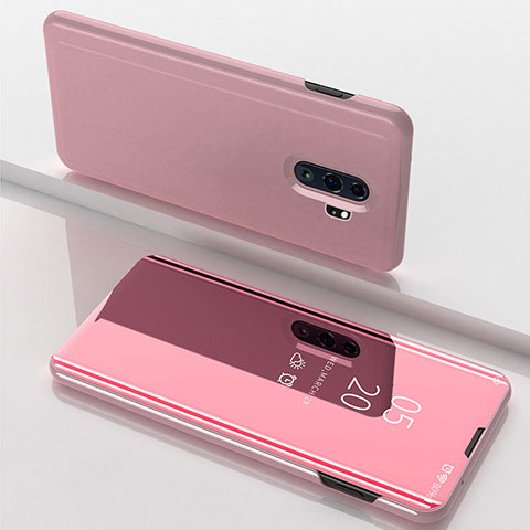 Funda de Cuero Cartera con Soporte Espejo Carcasa para Xiaomi Redmi Note 8 Pro Oro Rosa