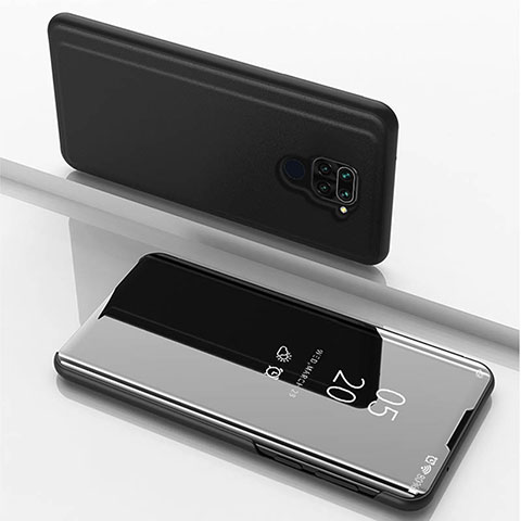 Funda de Cuero Cartera con Soporte Espejo Carcasa para Xiaomi Redmi Note 9 Negro