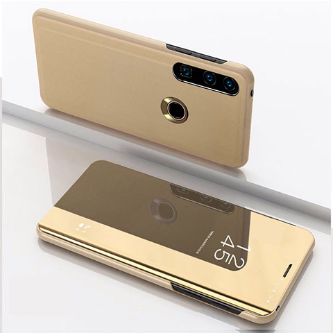 Funda de Cuero Cartera con Soporte Espejo Carcasa QH1 para Huawei P40 Lite E Oro