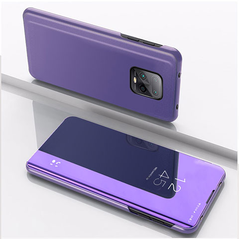 Funda de Cuero Cartera con Soporte Espejo Carcasa QH1 para Xiaomi Redmi 10X 5G Purpura Claro