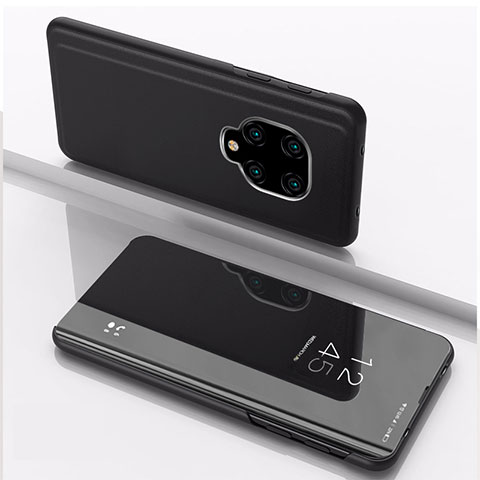 Funda de Cuero Cartera con Soporte Espejo Carcasa QH1 para Xiaomi Redmi Note 9 Pro Negro
