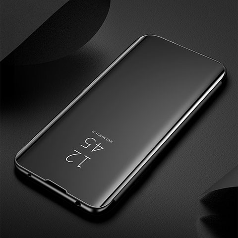 Funda de Cuero Cartera con Soporte Espejo Carcasa S01 para Xiaomi Mi Note 10 Negro