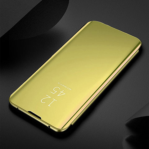 Funda de Cuero Cartera con Soporte Espejo Carcasa S01 para Xiaomi Mi Note 10 Oro