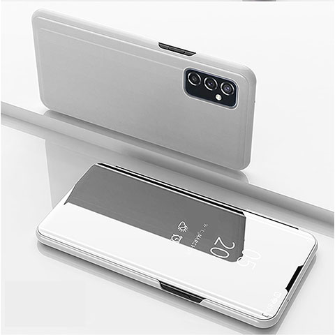 Funda de Cuero Cartera con Soporte Espejo Carcasa ZL1 para Samsung Galaxy M52 5G Plata