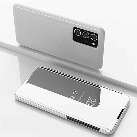 Funda de Cuero Cartera con Soporte Espejo Carcasa ZL1 para Samsung Galaxy Note 20 Ultra 5G Plata