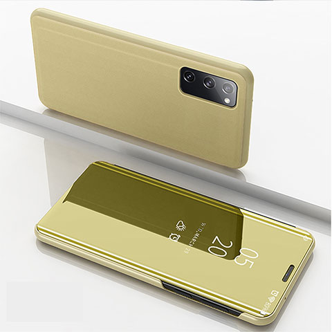 Funda de Cuero Cartera con Soporte Espejo Carcasa ZL1 para Samsung Galaxy S20 Oro