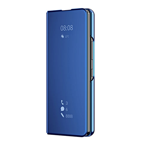 Funda de Cuero Cartera con Soporte Espejo Carcasa ZL2 para Samsung Galaxy Z Fold3 5G Azul