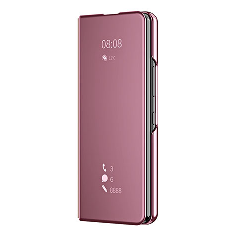 Funda de Cuero Cartera con Soporte Espejo Carcasa ZL2 para Samsung Galaxy Z Fold3 5G Oro Rosa