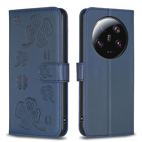 Funda de Cuero Cartera con Soporte Flores Carcasa BF1 para Xiaomi Mi 13 Ultra 5G Azul
