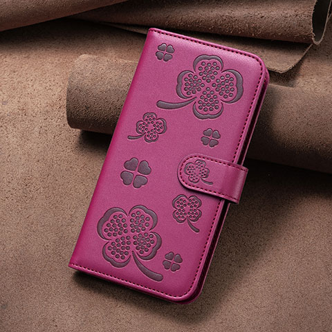 Funda de Cuero Cartera con Soporte Flores Carcasa BF2 para Oppo A17 Rosa Roja