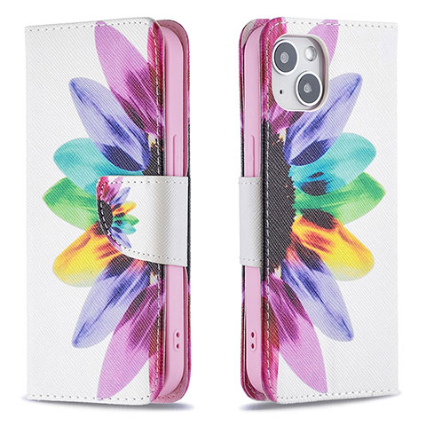 Funda de Cuero Cartera con Soporte Flores Carcasa L01 para Apple iPhone 14 Vistoso