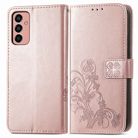 Funda de Cuero Cartera con Soporte Flores Carcasa para Samsung Galaxy M13 4G Rosa