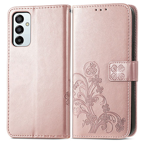 Funda de Cuero Cartera con Soporte Flores Carcasa para Samsung Galaxy M23 5G Rosa