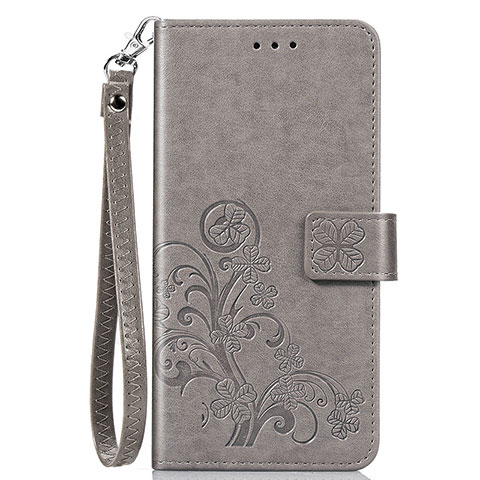 Funda de Cuero Cartera con Soporte Flores Carcasa para Sony Xperia 8 Gris