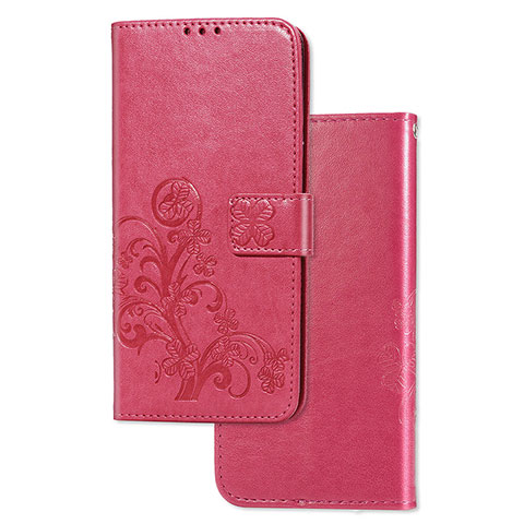 Funda de Cuero Cartera con Soporte Flores Carcasa para Xiaomi Mi Note 10 Lite Rojo