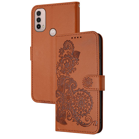 Funda de Cuero Cartera con Soporte Flores Carcasa Y01X para Motorola Moto E40 Marron