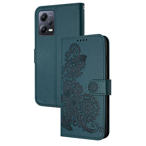 Funda de Cuero Cartera con Soporte Flores Carcasa Y01X para Xiaomi Redmi Note 12 5G Verde