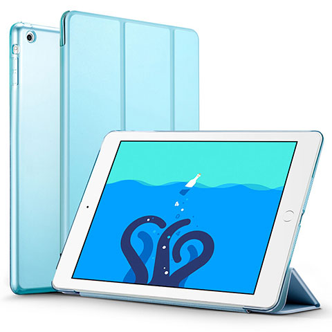 Funda de Cuero Cartera con Soporte L01 para Apple iPad Air Azul Cielo