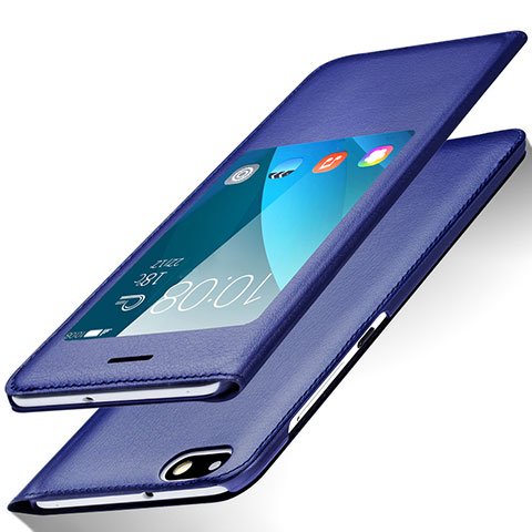 Funda de Cuero Cartera con Soporte L01 para Huawei Honor 4X Azul