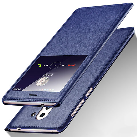 Funda de Cuero Cartera con Soporte L01 para Huawei Honor 6X Pro Azul