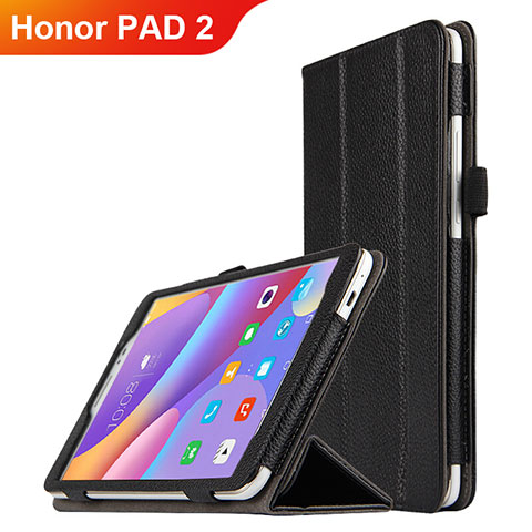 Funda de Cuero Cartera con Soporte L01 para Huawei Honor Pad 2 Negro