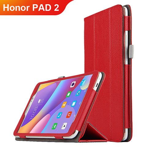 Funda de Cuero Cartera con Soporte L01 para Huawei Honor Pad 2 Rojo