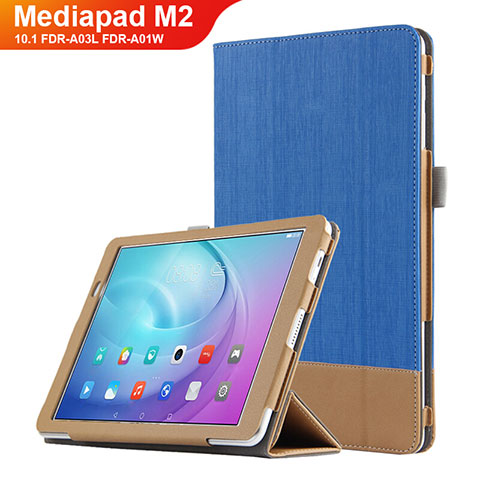 Funda de Cuero Cartera con Soporte L01 para Huawei MediaPad M2 10.1 FDR-A03L FDR-A01W Azul