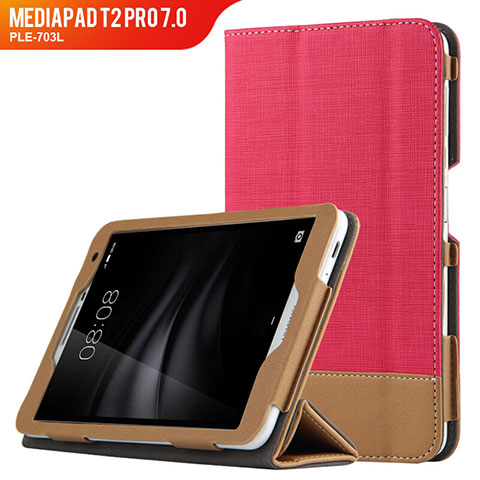 Funda de Cuero Cartera con Soporte L01 para Huawei MediaPad T2 Pro 7.0 PLE-703L Rojo