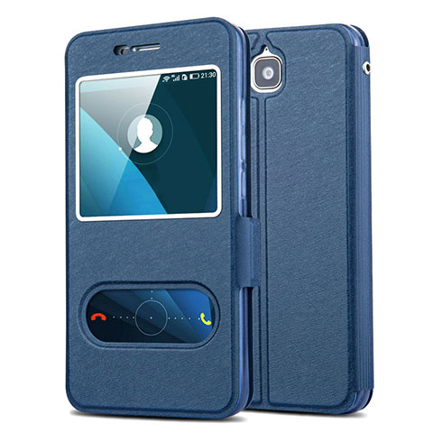 Funda de Cuero Cartera con Soporte L01 para Huawei Y6 Pro Azul