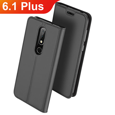 Funda de Cuero Cartera con Soporte L01 para Nokia 6.1 Plus Negro