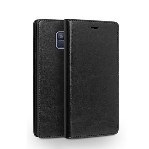 Funda de Cuero Cartera con Soporte L01 para Samsung Galaxy A6 (2018) Negro