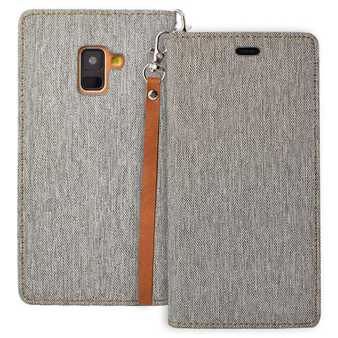 Funda de Cuero Cartera con Soporte L01 para Samsung Galaxy A8 (2018) A530F Gris