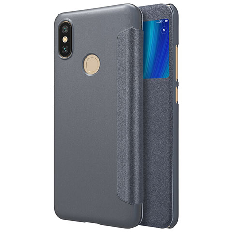 Funda de Cuero Cartera con Soporte L01 para Xiaomi Mi A2 Negro