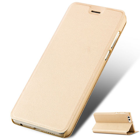 Funda de Cuero Cartera con Soporte L02 para Huawei Honor View 10 Oro