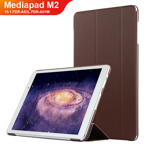 Funda de Cuero Cartera con Soporte L02 para Huawei MediaPad M2 10.1 FDR-A03L FDR-A01W Marron